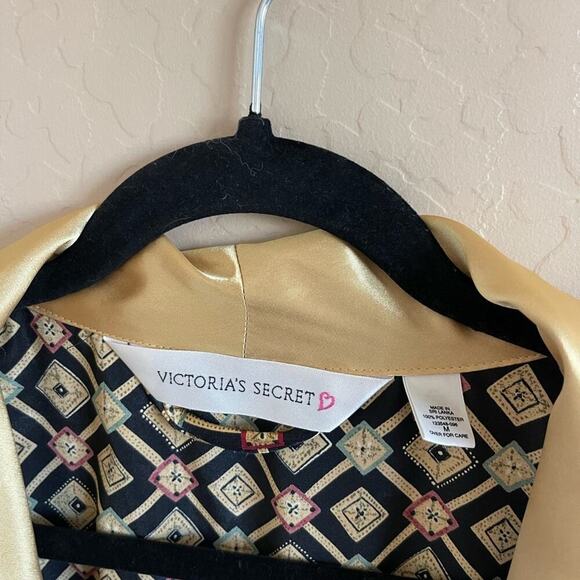 New Vintage Victoria's Secret Gold Regency Satin Wrap Kimono Robe - Picture 6 of 7
